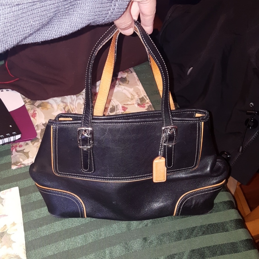 Black leather coach bag